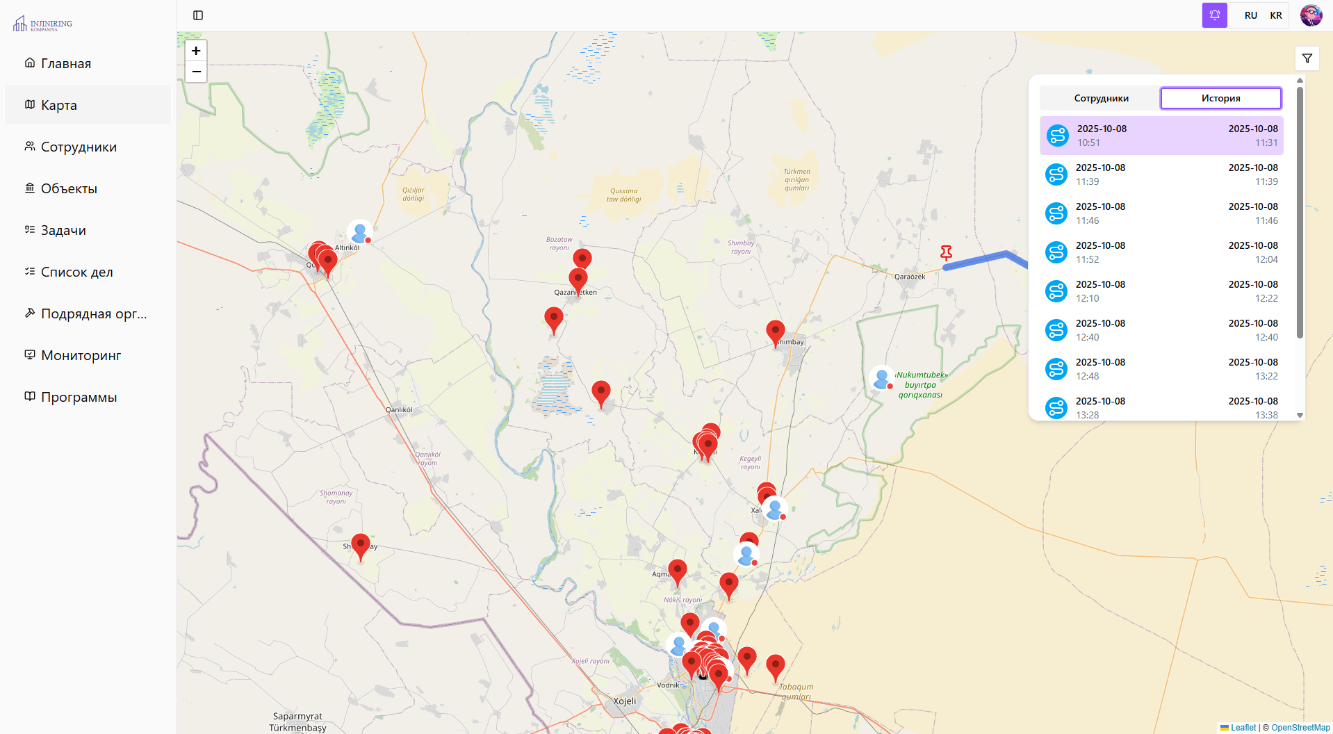 Админ-панель для контроля работников